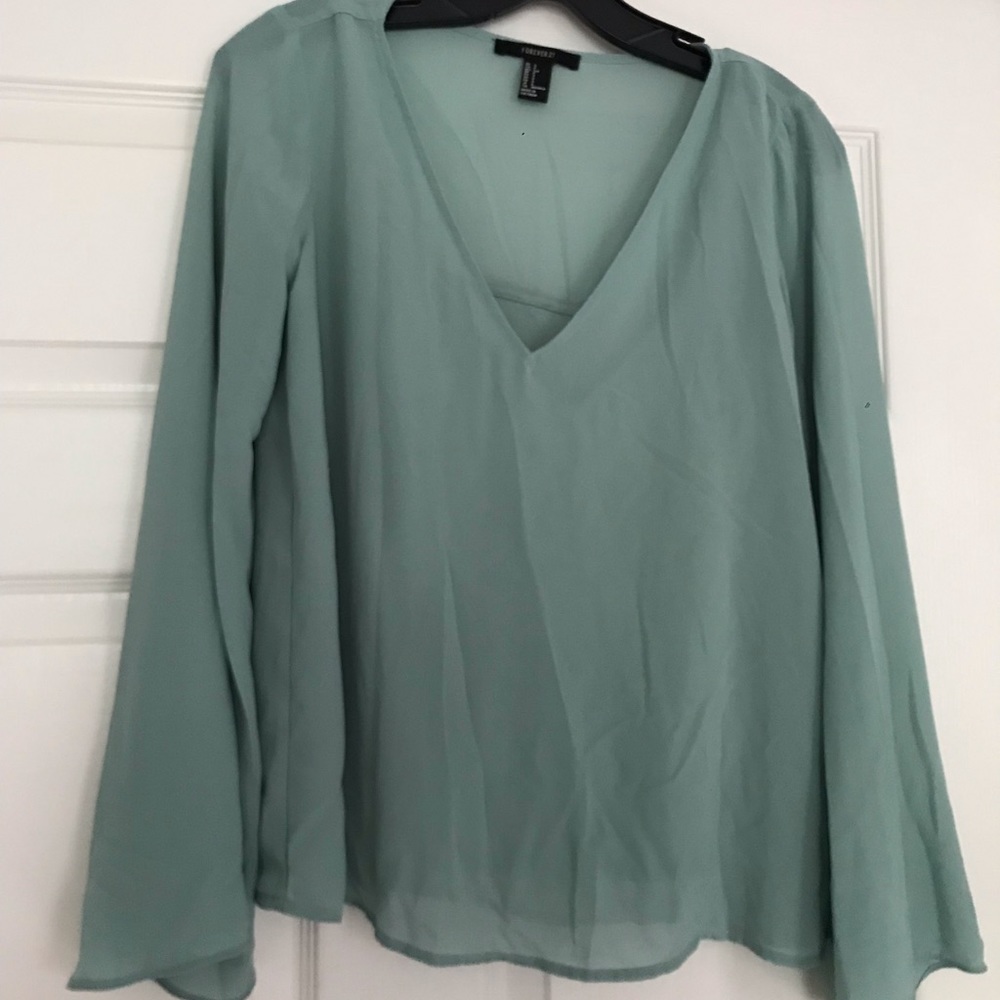 F21 sea blue chiffon blouse size S